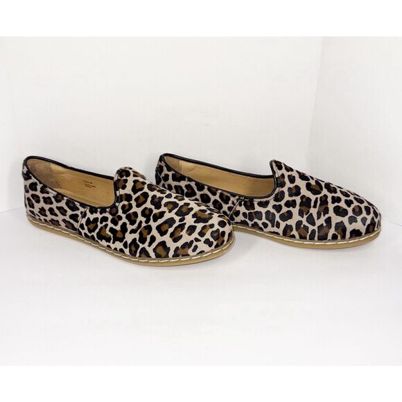 CHARIX Leopard Slip On Flat Loafers Comfort Cushion Leather Cowhide Hair 39/8.5 - Picture 4 of 16